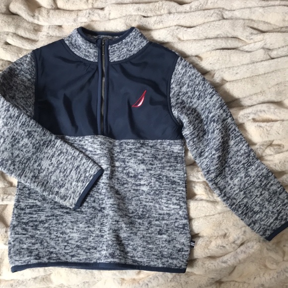 Nautica Fleece Pullover 1/2 zip blue and white boys size 5 EUC - Picture 2 of 5
